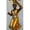 COPPIA LAMPADA TERRA VINTAGE 2 MORI BAROCCO VENEZIANO CANDELIERE DORATO MORO OLD