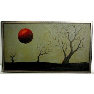 GRANDE QUADRO G. Rossetti PAESAGGIO LUNA ASTRATTO MATERICO OLIO/ACRILICO Sanremo