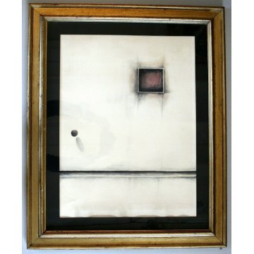 QUADRO DISEGNO ASTRATTO CARBONCINO CARTA Gianni Castagneto TORINO N° 7 1973