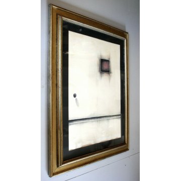 QUADRO DISEGNO ASTRATTO CARBONCINO CARTA Gianni Castagneto TORINO N° 7 1973