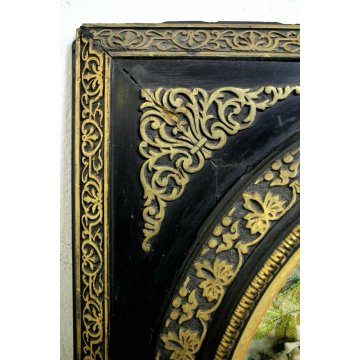 ANTICA CORNICE VITTORIANA OVALE BOUQUET FIORI TESSUTO SENTIMENTAL MOURNIG '800