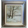ANTICO QUADRO OLIO TELA  Aldo Cairo '75 PAESAGGIO INVERNALE CASE NEVE Pallanza