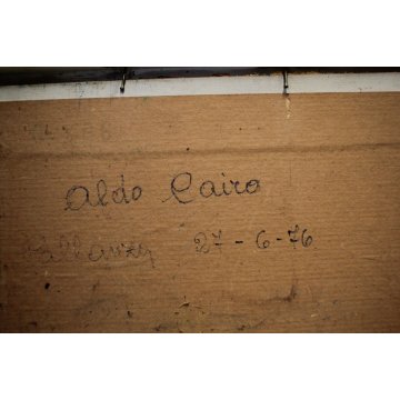 ANTICO QUADRO OLIO TELA  Aldo Cairo '75 PAESAGGIO INVERNALE CASE NEVE Pallanza