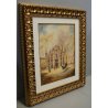 ANTICO QUADRO OLIO TELA Mantovani VEDUTA piazza DUOMO FIGURE Vecchia Milano '900