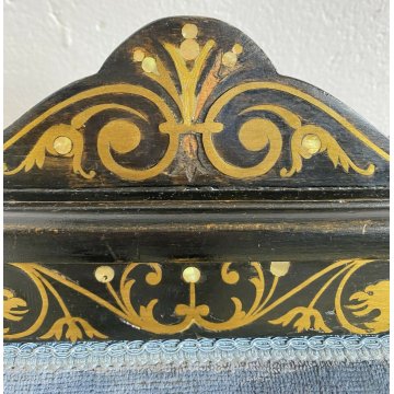 COPPIA POLTRONA ANTICA PRIMISSIMI 1900 INTARSIATA OTTONE MADREPERLA EBANIZZATA 