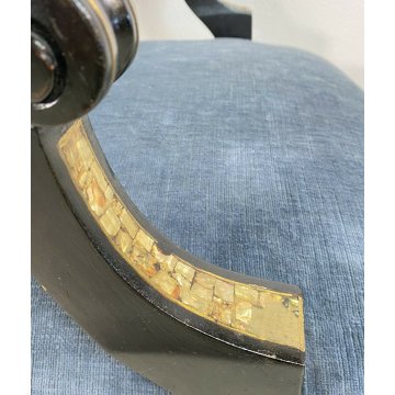 COPPIA POLTRONA ANTICA PRIMISSIMI 1900 INTARSIATA OTTONE MADREPERLA EBANIZZATA 