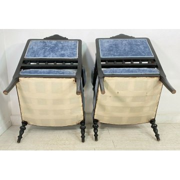 COPPIA POLTRONA ANTICA PRIMISSIMI 1900 INTARSIATA OTTONE MADREPERLA EBANIZZATA 