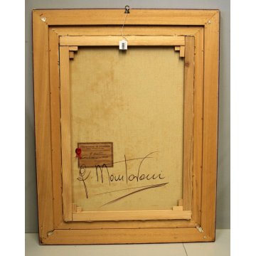 ANTICO QUADRO OLIO Mantovani VEDUTA DUOMO Vecchia Milano VERZIERE MERCATO FIORI 
