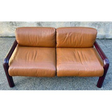 DIVANO DESIGN 2 POSTI GAE AULENTI KNOLL INTERNATIONAL ANNI 70 PELLE SOFA VINTAGE