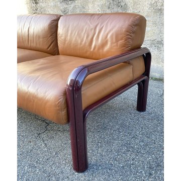 DIVANO DESIGN 3 POSTI GAE AULENTI KNOLL INTERNATIONAL ANNI 70 PELLE SOFA VINTAGE