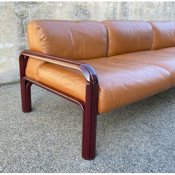 DIVANO DESIGN 3 POSTI GAE AULENTI KNOLL INTERNATIONAL ANNI 70 PELLE SOFA VINTAGE