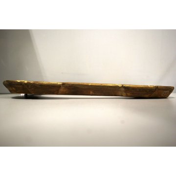 ANTICA CORNICE VASSOIO LEGNO DORATO LUCE OVALE DECORO BULINO GOLDEN FRAME '800