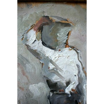  ANTICO DIPINTO OLIO TAVOLA Edmondo Poletti RITRATTO FIGURA MURATORE NOVARA 29