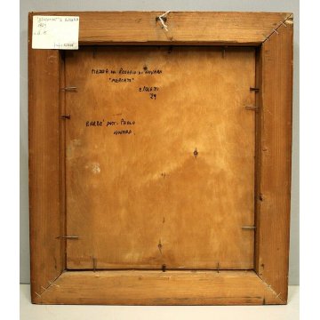  ANTICO DIPINTO OLIO TAVOLA E. Poletti SCORCIO MERCATO Via del Rosario NOVARA 29