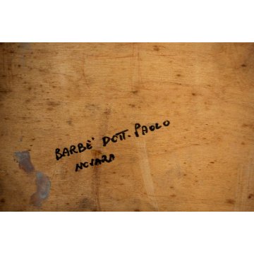 ANTICO DIPINTO OLIO TAVOLA E.Poletti PAESAGGIO MARINA PORTO GENOVA PIROSCAFO '29