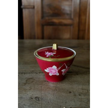 SERVIZIO CAFFE' VINTAGE Limoges Sevres12cup PORCELLANA BIANCA BORDEAUX ROSE ORO