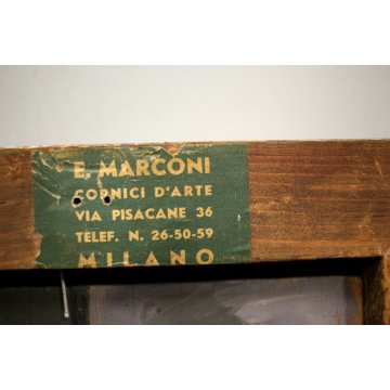  ANTICO DIPINTO OLIO TAVOLA E. Necchi SCORCIO MERCATO NATURA MORTA AGLIO CIPOLLA