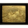BASSORILIEVO ARGENTO 1000/1000 PLACATO ORO 18K Lepre con donnola Ligabue 153/499