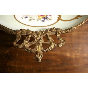 ANTICO VASSOIO PORCELLANA Limoges ALZATA PORTA FRUTTA BOUQUET FIORI FRANCE '900