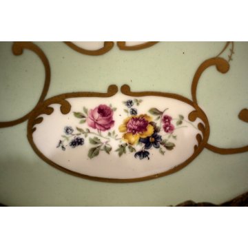 ANTICO VASSOIO PORCELLANA Limoges ALZATA PORTA FRUTTA BOUQUET FIORI FRANCE '900