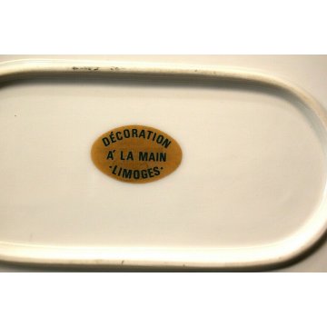 ANTICO VASSOIO PORCELLANA Limoges ALZATA PORTA FRUTTA BOUQUET FIORI FRANCE '900