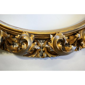 ANTICA CORNICE OVALE BAROCCA LEGNO DORATO SPECCHIERA SPECCHIO GOLDEN FRAME XXVII