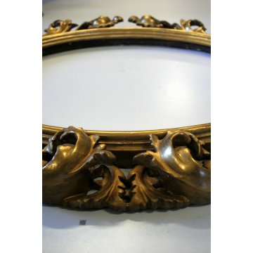 ANTICA CORNICE OVALE BAROCCA LEGNO DORATO SPECCHIERA SPECCHIO GOLDEN FRAME XXVII