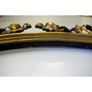 ANTICA CORNICE OVALE BAROCCA LEGNO DORATO SPECCHIERA SPECCHIO GOLDEN FRAME XXVII