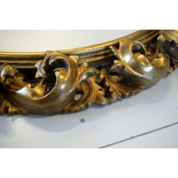 ANTICA CORNICE OVALE BAROCCA LEGNO DORATO SPECCHIERA SPECCHIO GOLDEN FRAME XXVII