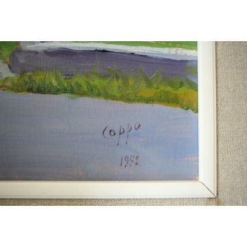 QUADRO DIPINTO OLIO TAVOLA Carlo Coppo PAESAGGIO MONTANO Macugnaga BAITA 1972 