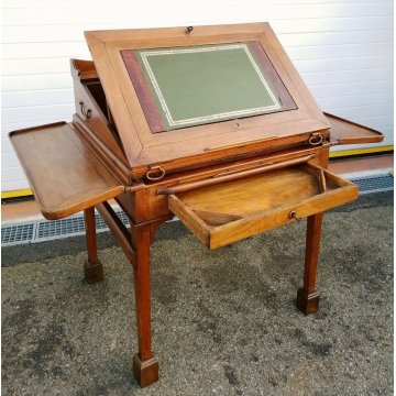 ANTICO SCRITTOIO DAVENPORT NOCE epoca 1800 tavolo SCRIVANIA NAVE NOTARILE DESK