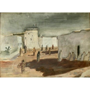ANTICO QUADRO ACQUERELLO CARTA Enzo Morelli PAESAGGIO 