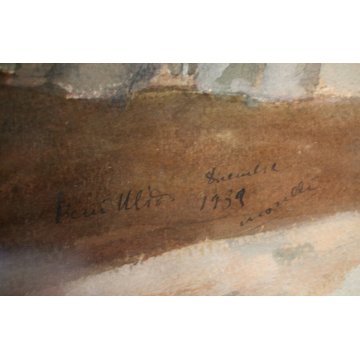 ANTICO QUADRO ACQUERELLO CARTA Enzo Morelli PAESAGGIO 