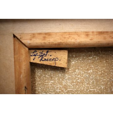 ANTICO QUADRO DIPINTO OLIO TELA H.Carardi VEDUTA BORGO PIAZZA FIGURE FONTANA 900