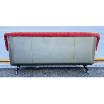 DIVANO DESIGN 2 POSTI ROSSI DI ALBIZZATE ANNI 80 STOFFA ROSSA SOFA VINTAGE SALA