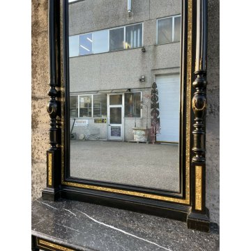 ANTICA CONSOLLE SPECCHIERA PRIMI 900 INTARSIATA OTTONE MADREPERLA EBANIZZATA 