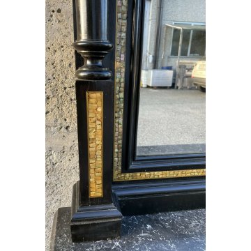 ANTICA CONSOLLE SPECCHIERA PRIMI 900 INTARSIATA OTTONE MADREPERLA EBANIZZATA 