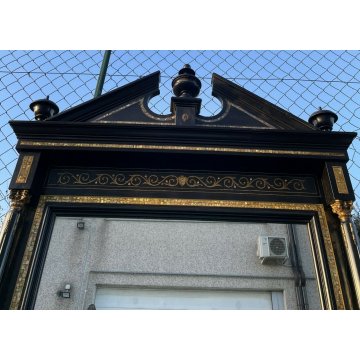 ANTICA CONSOLLE SPECCHIERA PRIMI 900 INTARSIATA OTTONE MADREPERLA EBANIZZATA 