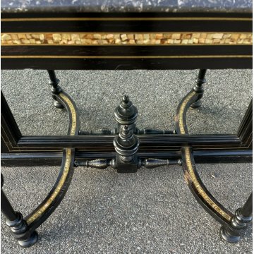 ANTICA CONSOLLE SPECCHIERA PRIMI 900 INTARSIATA OTTONE MADREPERLA EBANIZZATA 