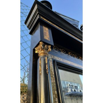 ANTICA CONSOLLE SPECCHIERA PRIMI 900 INTARSIATA OTTONE MADREPERLA EBANIZZATA 