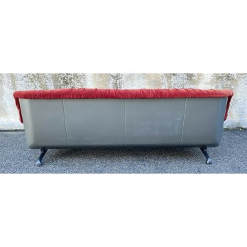 DIVANO DESIGN 3 POSTI ROSSI DI ALBIZZATE ANNI 80 STOFFA ROSSA SOFA VINTAGE SALA