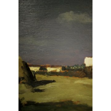 ANTICO QUADRO DIPINTO OLIO TAVOLA L. Roncaglia PAESGGIO AGRESTE MACCHIAIOLO 1938
