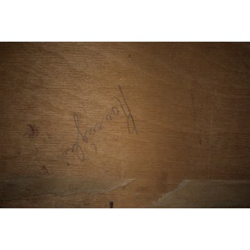 ANTICO QUADRO DIPINTO OLIO TAVOLA L. Roncaglia PAESGGIO AGRESTE MACCHIAIOLO 1938