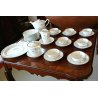 SERVIZIO TEA VINTAGE 7 TAZZE PORCELLANA Limoges France PORAL FOGLIE BORDO ORO