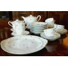 SERVIZIO TEA VINTAGE 7 TAZZE PORCELLANA Limoges France PORAL FOGLIE BORDO ORO
