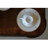 SERVIZIO TEA VINTAGE 7 TAZZE PORCELLANA Limoges France PORAL FOGLIE BORDO ORO