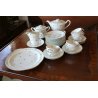 SERVIZIO TEA VINTAGE 7 TAZZE PORCELLANA Limoges France PORAL FOGLIE BORDO ORO