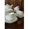 SERVIZIO TEA VINTAGE 7 TAZZE PORCELLANA Limoges France PORAL FOGLIE BORDO ORO