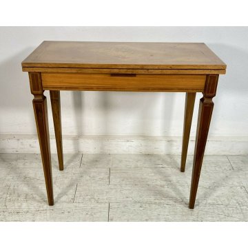 ANTICO TAVOLO DA GIOCO INTARSIATO LEGNO MASSELLO NOCE 1900 GAME TABLE TAVOLINO 