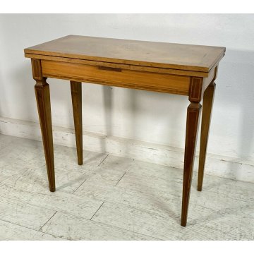 ANTICO TAVOLO DA GIOCO INTARSIATO LEGNO MASSELLO NOCE 1900 GAME TABLE TAVOLINO 